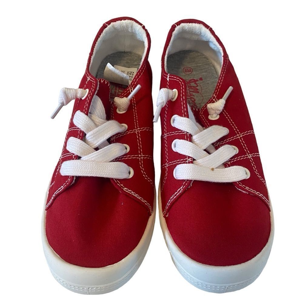 Jellypop Bright Red Canvas Slip Ons in Ladies 8M.